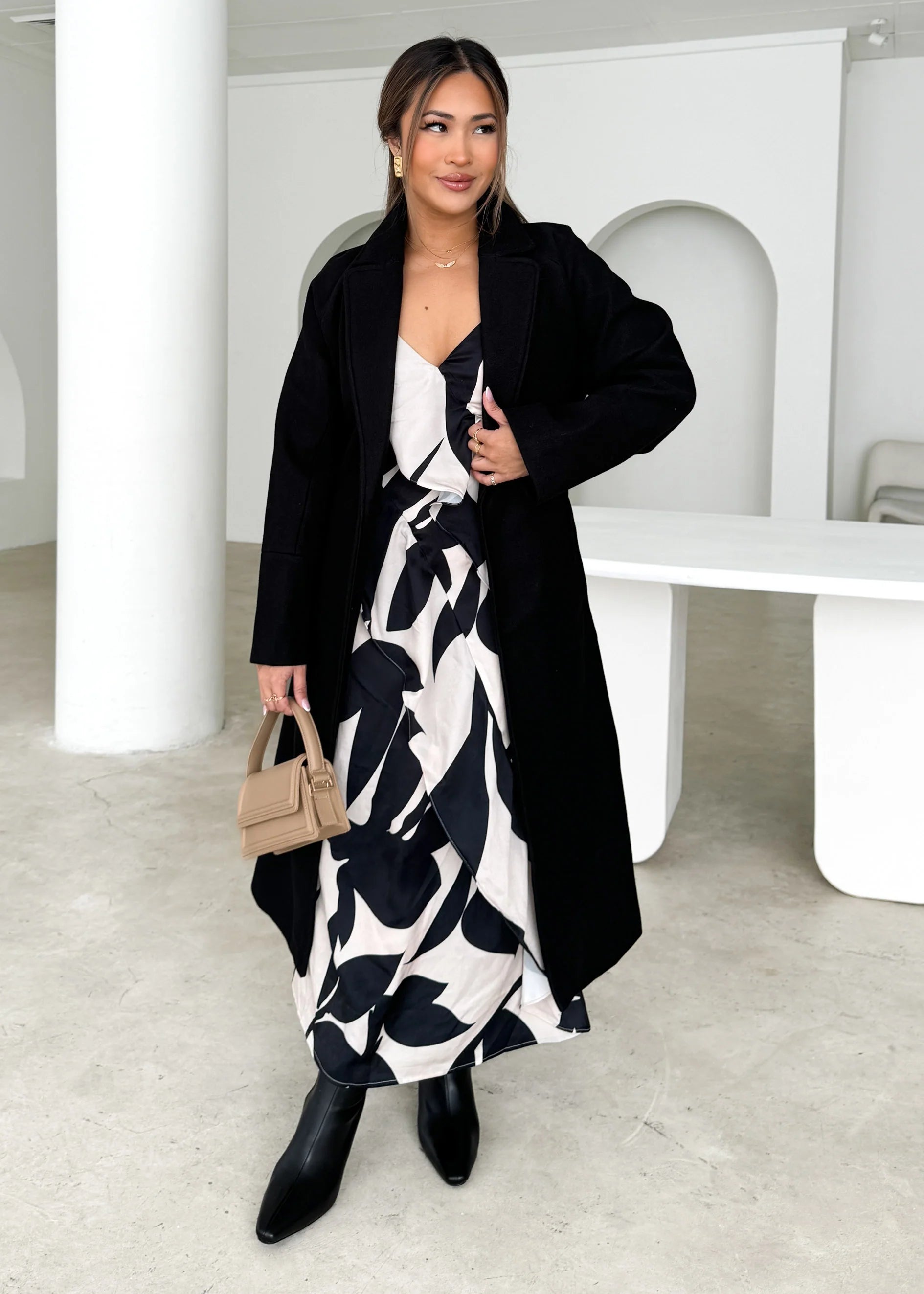 Melek Midi Dress - Champagne Leaf