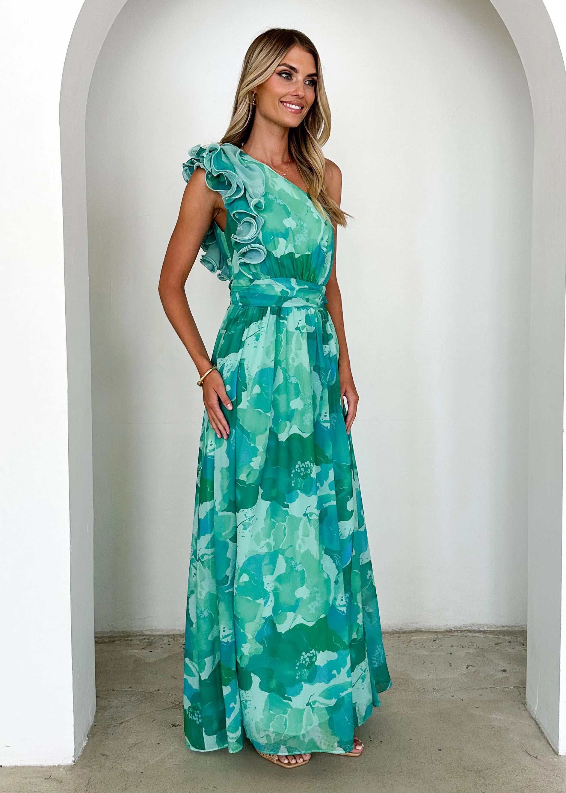 Layana Maxi Dress - Green Rush