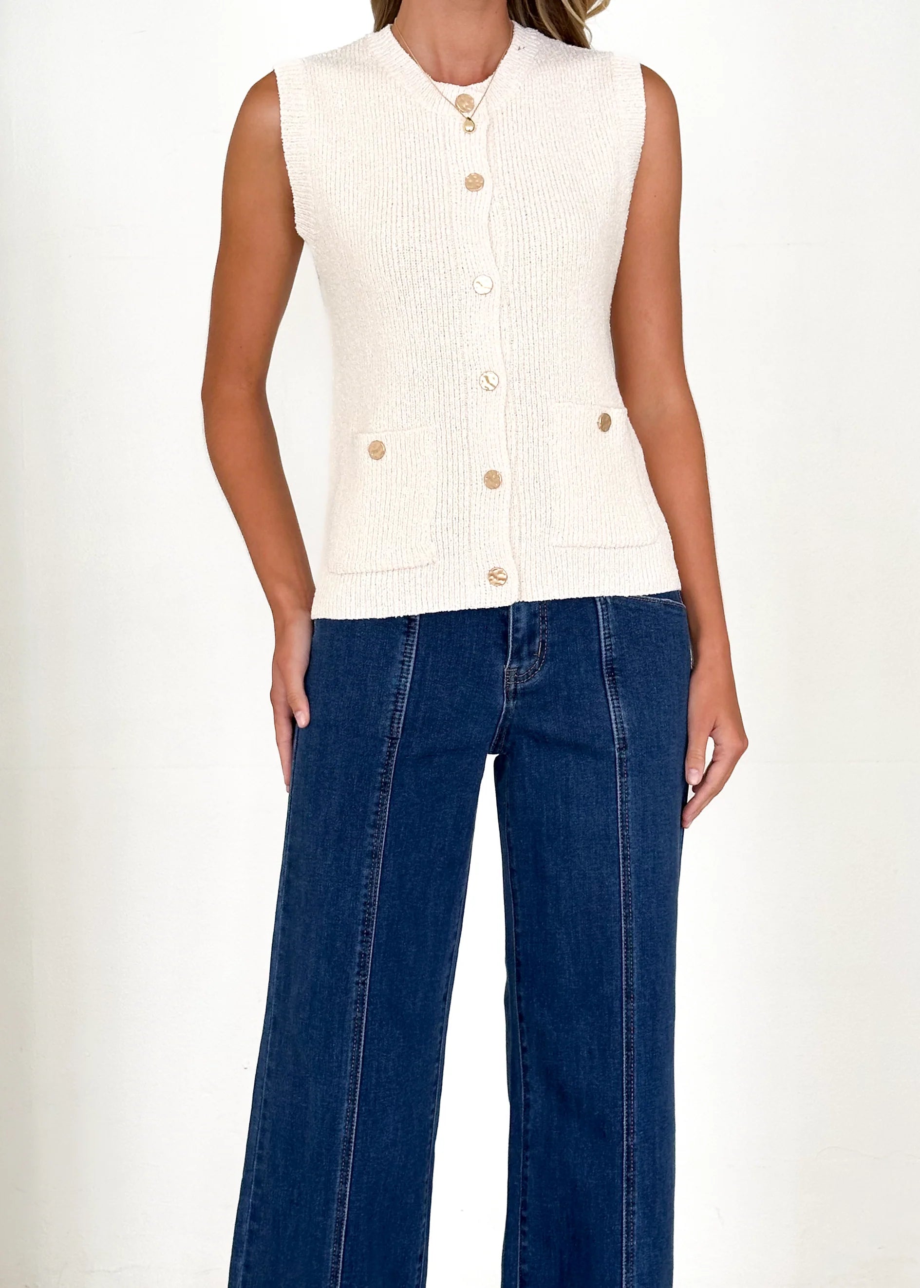 Wrennie Knitted Vest - Cream