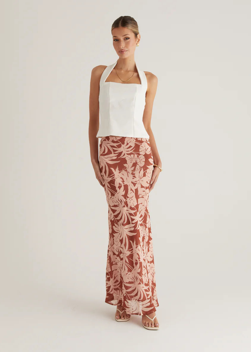 Cartez Maxi Skirt - Bronze Palm