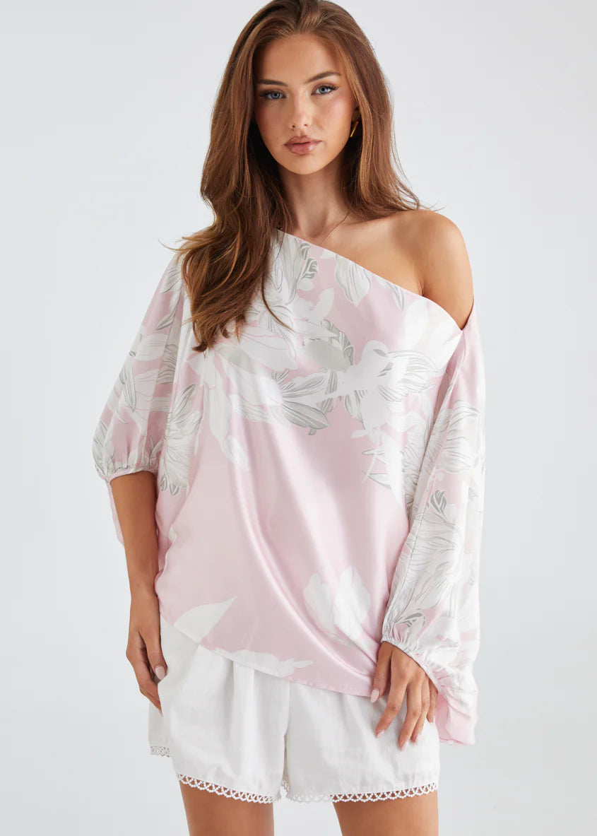 Maui Off Shoulder Top - Pink Floral