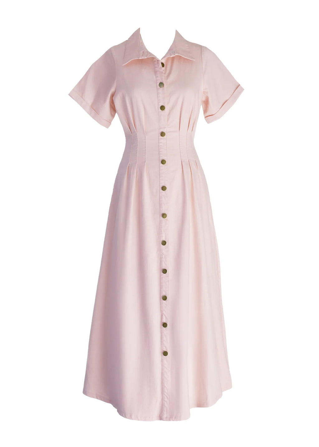 Annika Denim Midi Dress - Pink