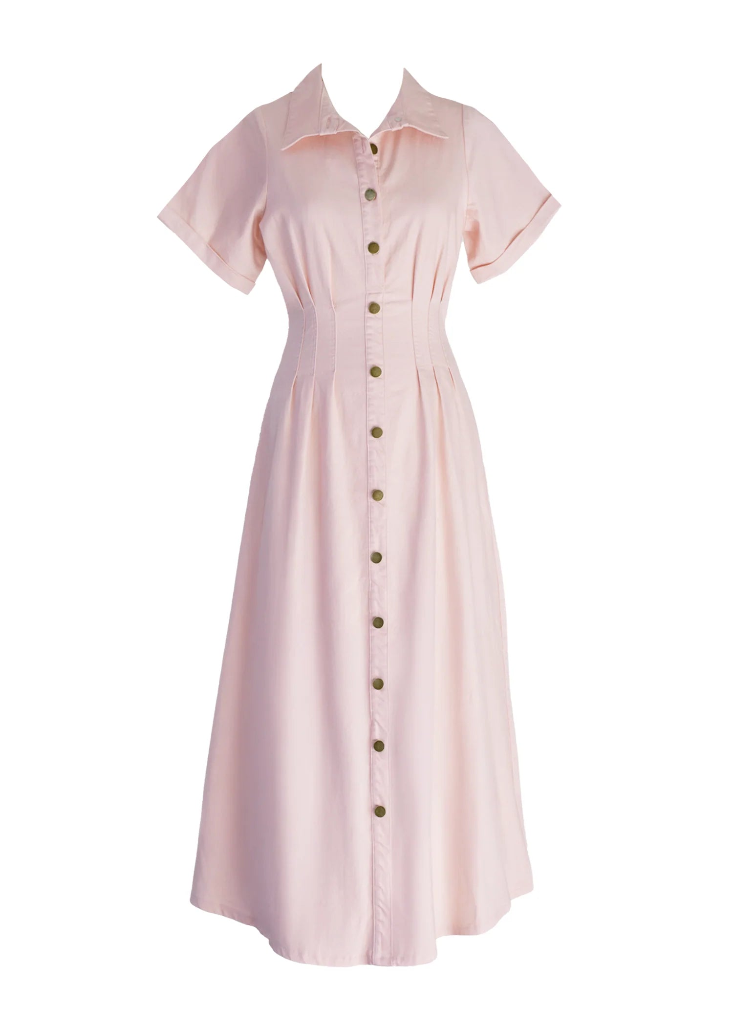 Annika Denim Midi Dress - Pink