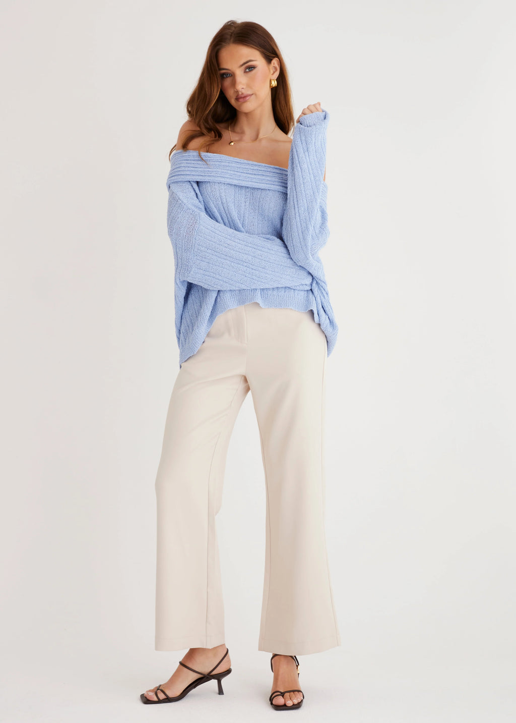Knoxville Off Shoulder Sweater - Blue