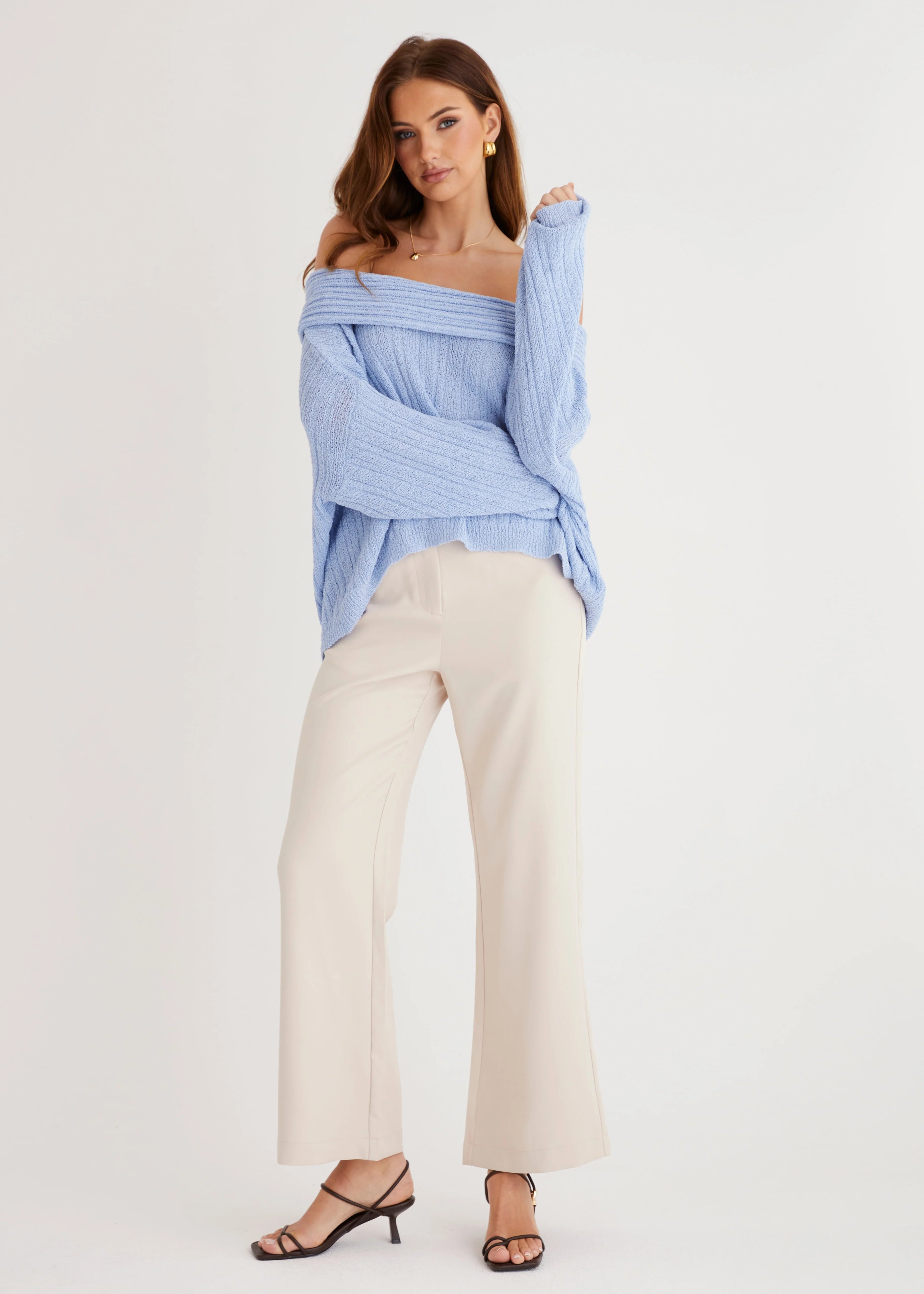 Knoxville Off Shoulder Sweater - Blue