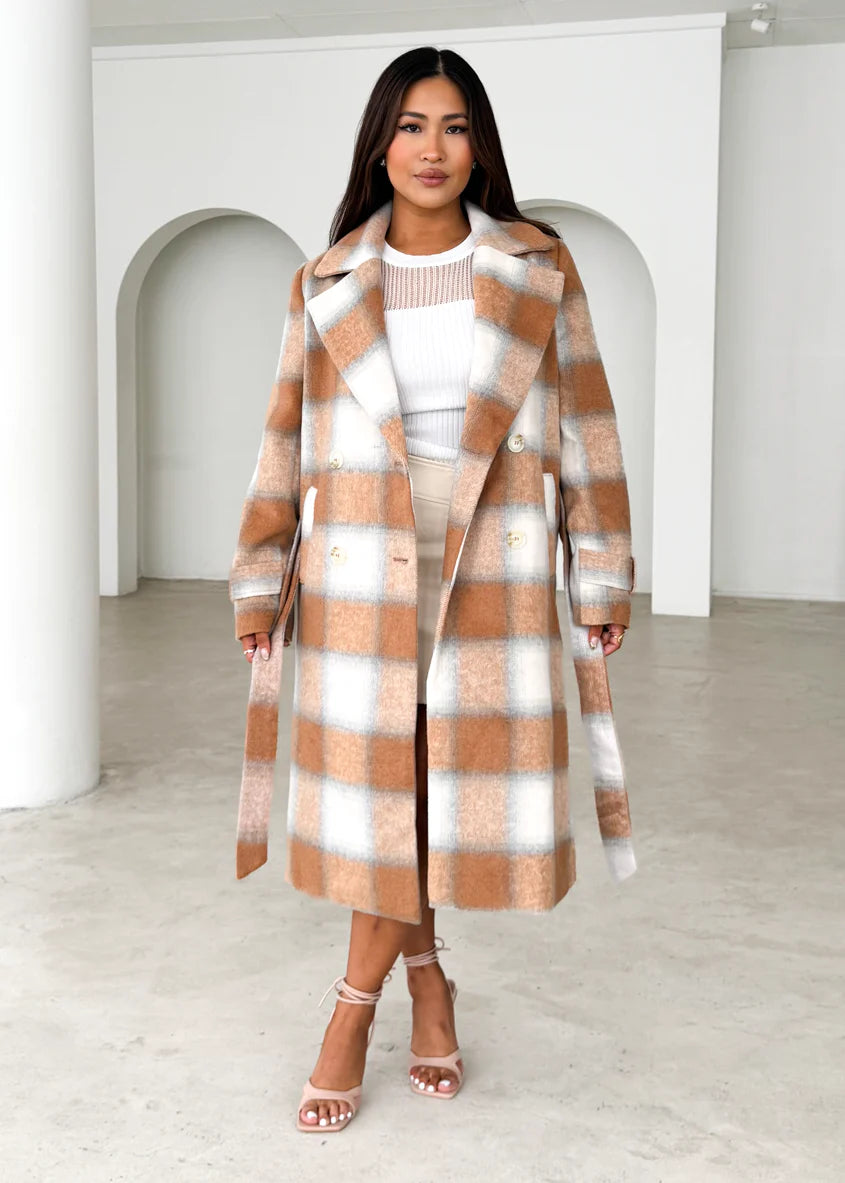 Laterro Coat - Tan Check