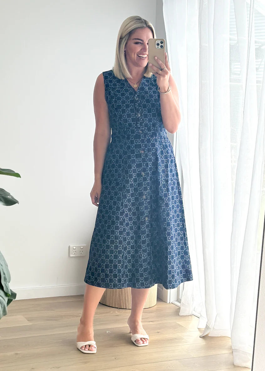 Hazel Midi Dress - Indigo
