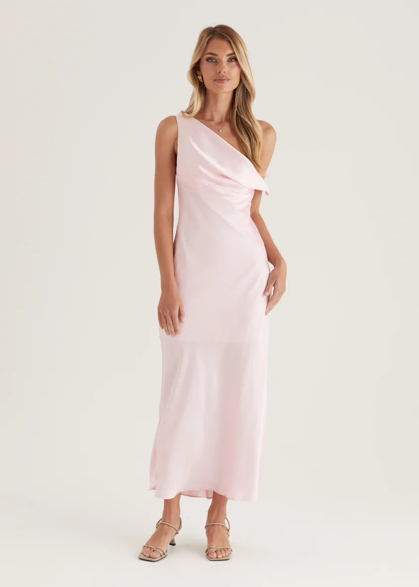 Draela One Shoulder Midi Dress - Pink