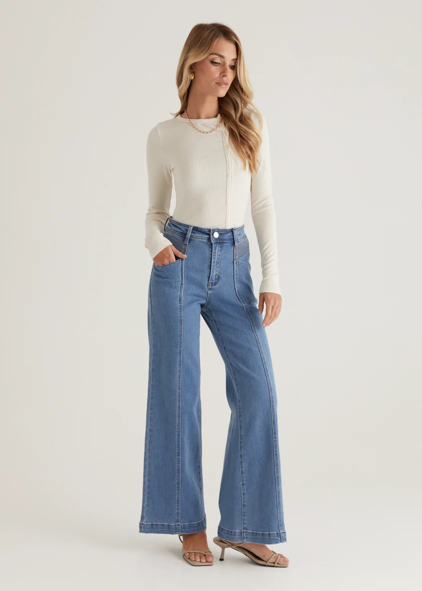 Jess Stretch Wide Leg Jeans - Light Blue