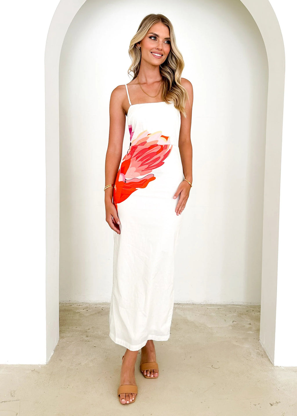 Maria Midi Dress - Sunset Botanical