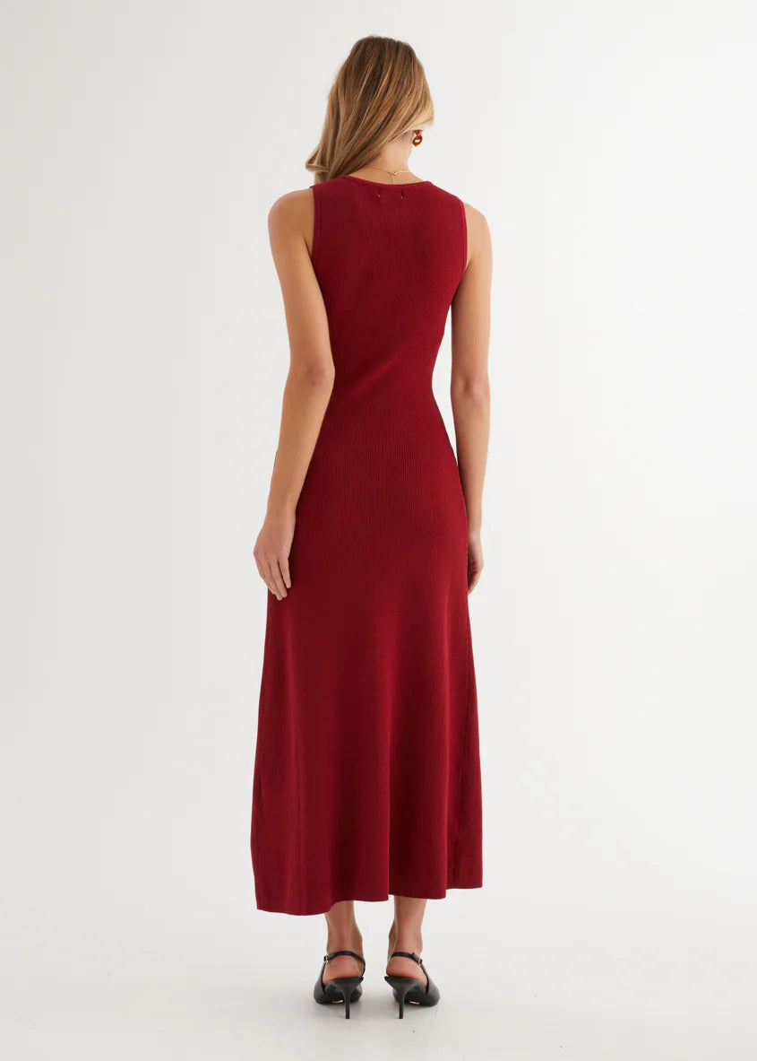 Tully Knit Midi Dress - Wine