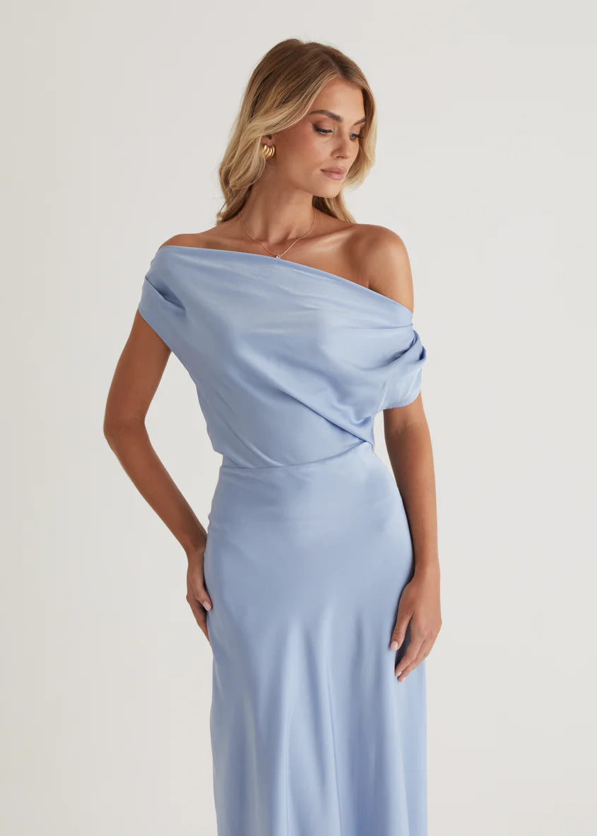 Rae Off Shoulder Maxi Dress - Sky Blue