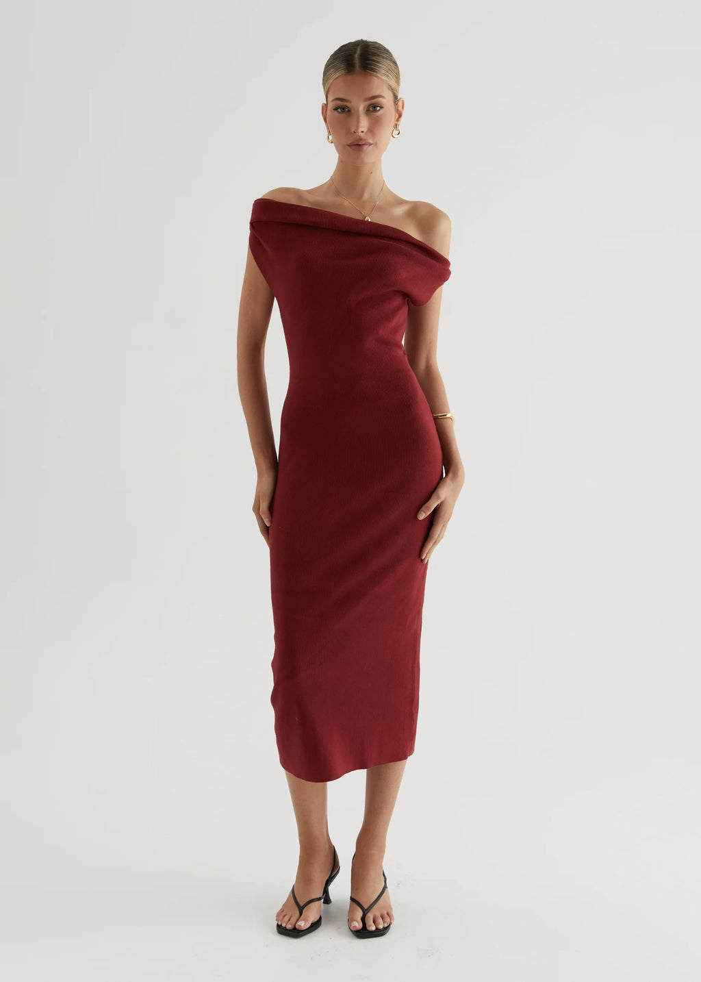 Serenade Knit Midi Dress - Wine
