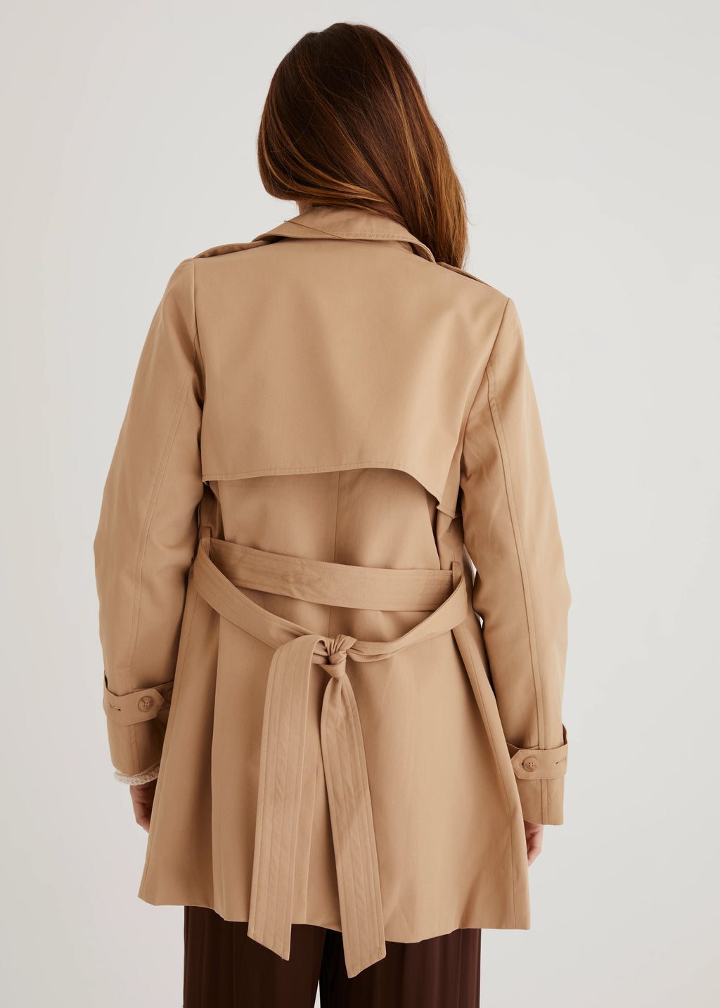 Alissa Cropped Trench Coat - Beige