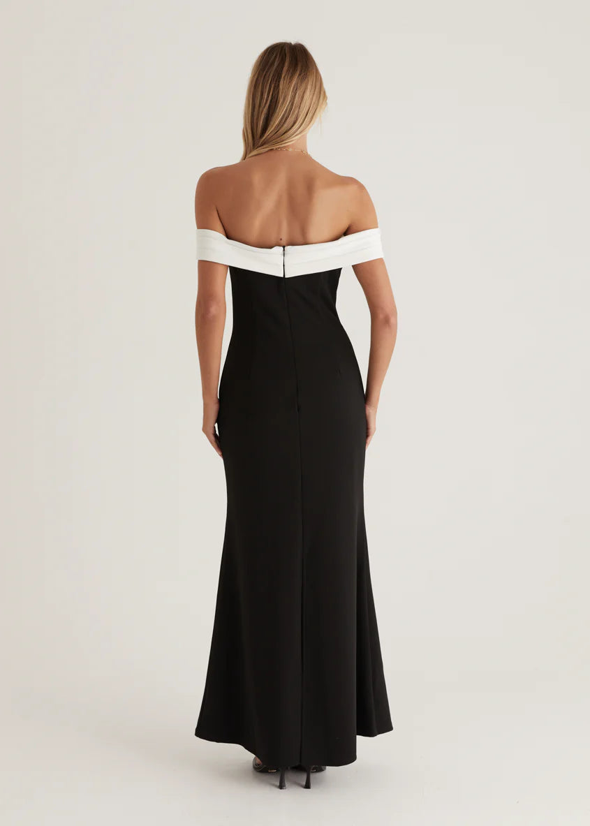 Violet Off Shoulder Maxi Dress - Black