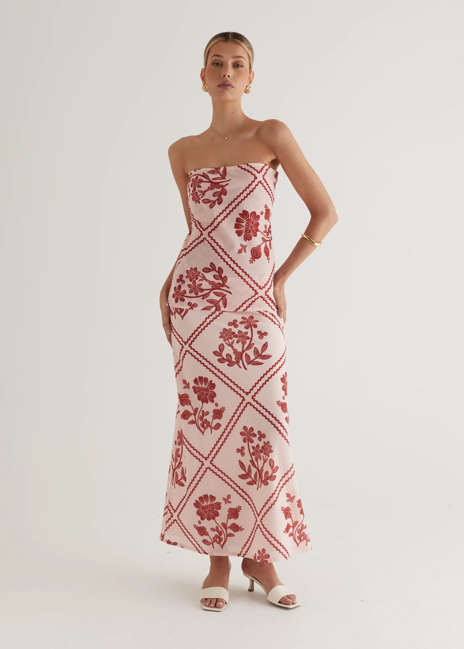 Madi Maxi Skirt - Red Floral