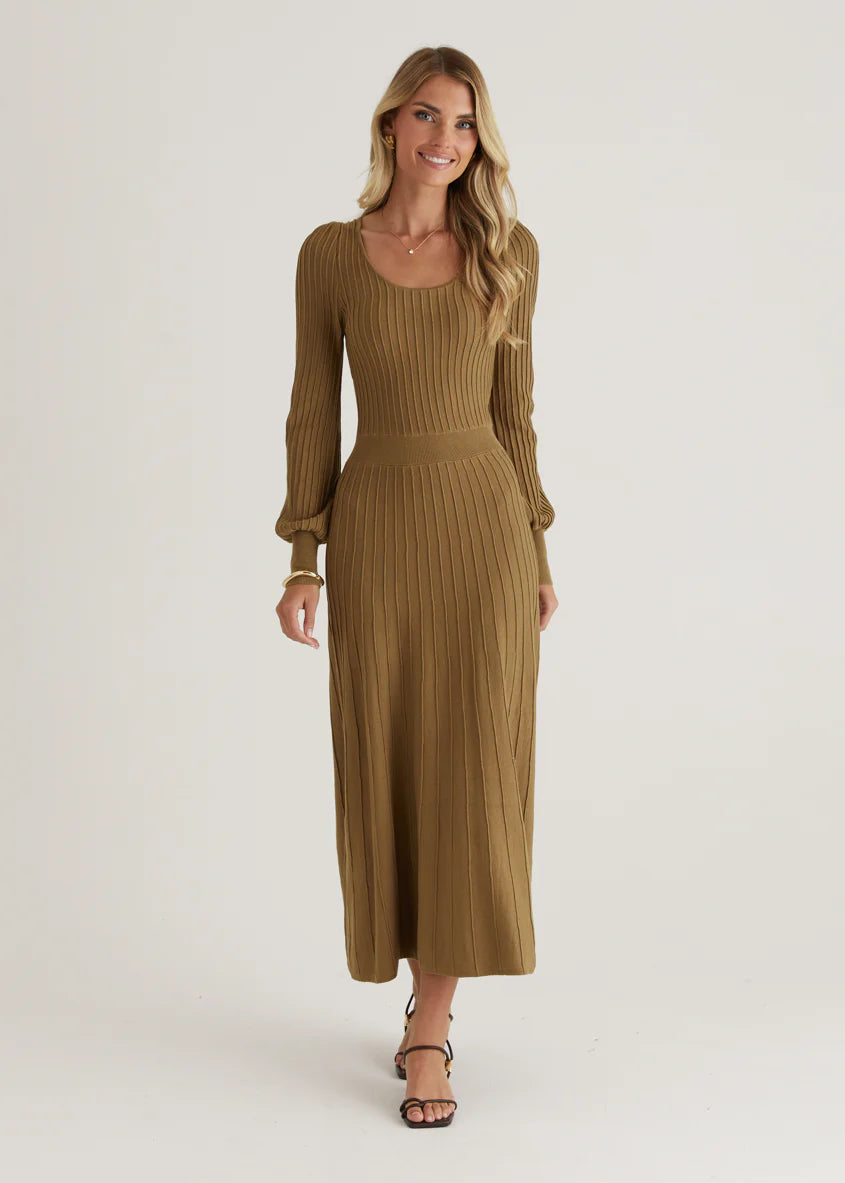 Orlah Knit Midi Dress - Moss Green