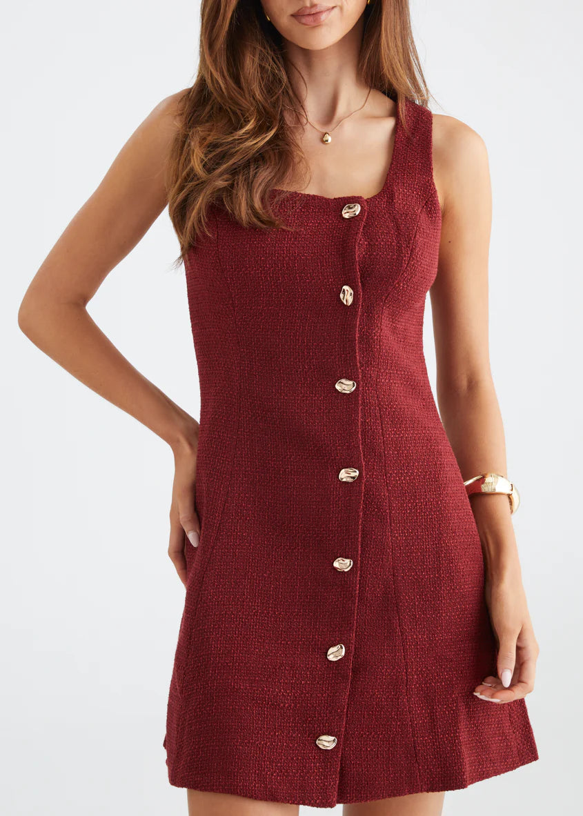 Miracle Tweed Dress - Merlot