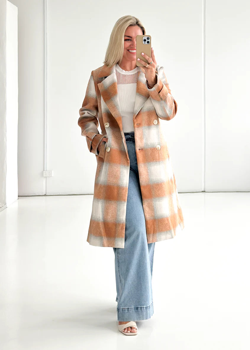 Laterro Coat - Tan Check