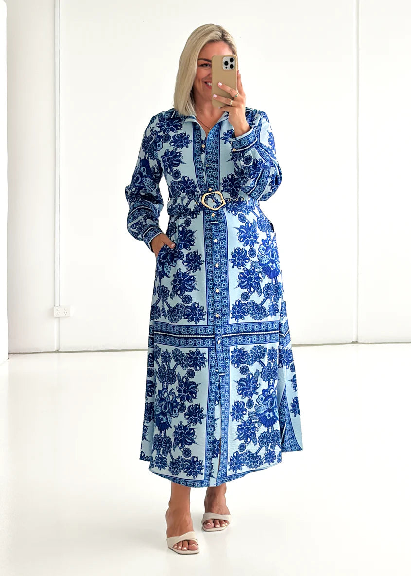 Eventide Maxi Dress - Blue Floral