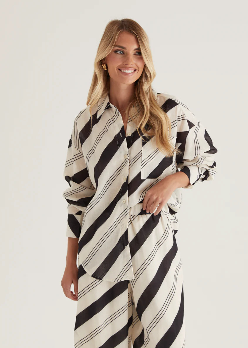 Jessa Shirt - Black Stripe