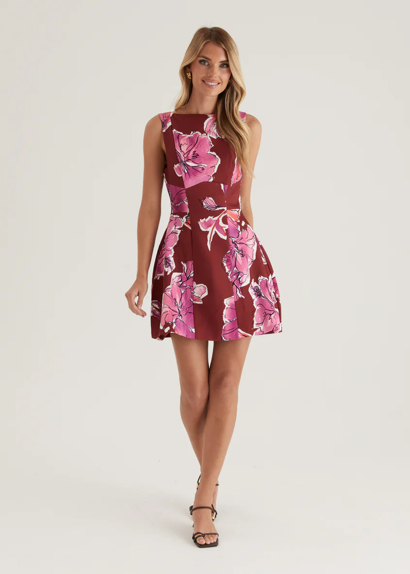 Clarissa Dress - Wine Floral