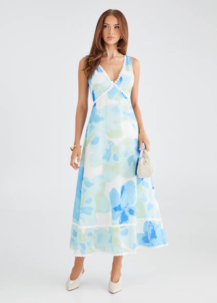 Atlas Maxi Dress - Blue Watercolour