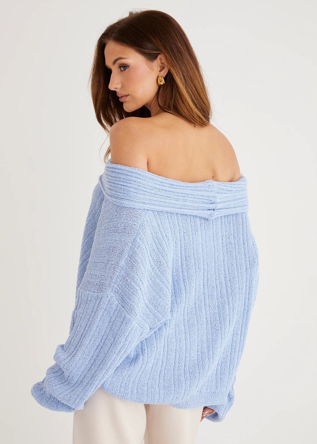 Knoxville Off Shoulder Sweater - Blue
