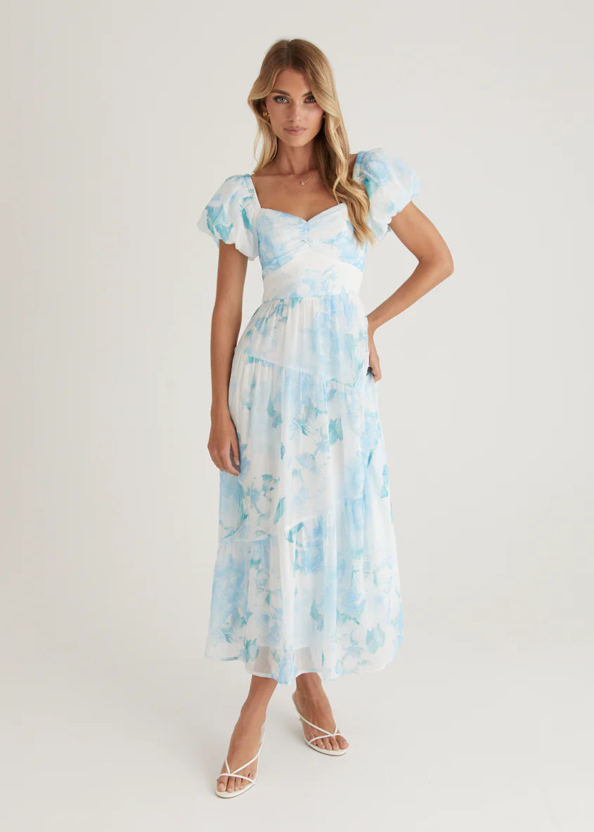 Genoa Midi Dress - Blue Floral