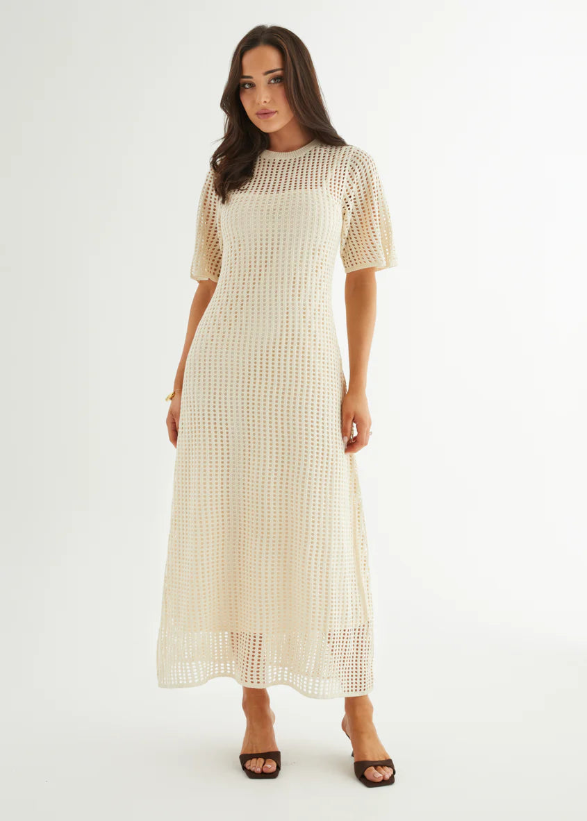 Vivvy Crochet Maxi Dress - Cream
