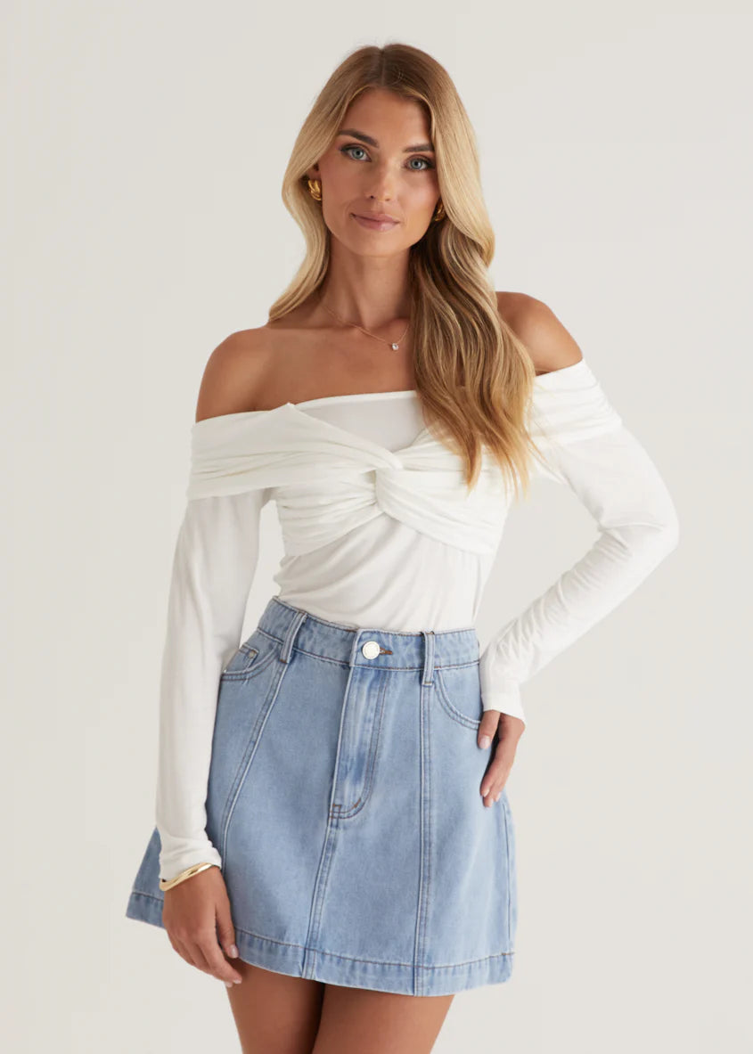 Sabine Denim Skirt - Light Blue