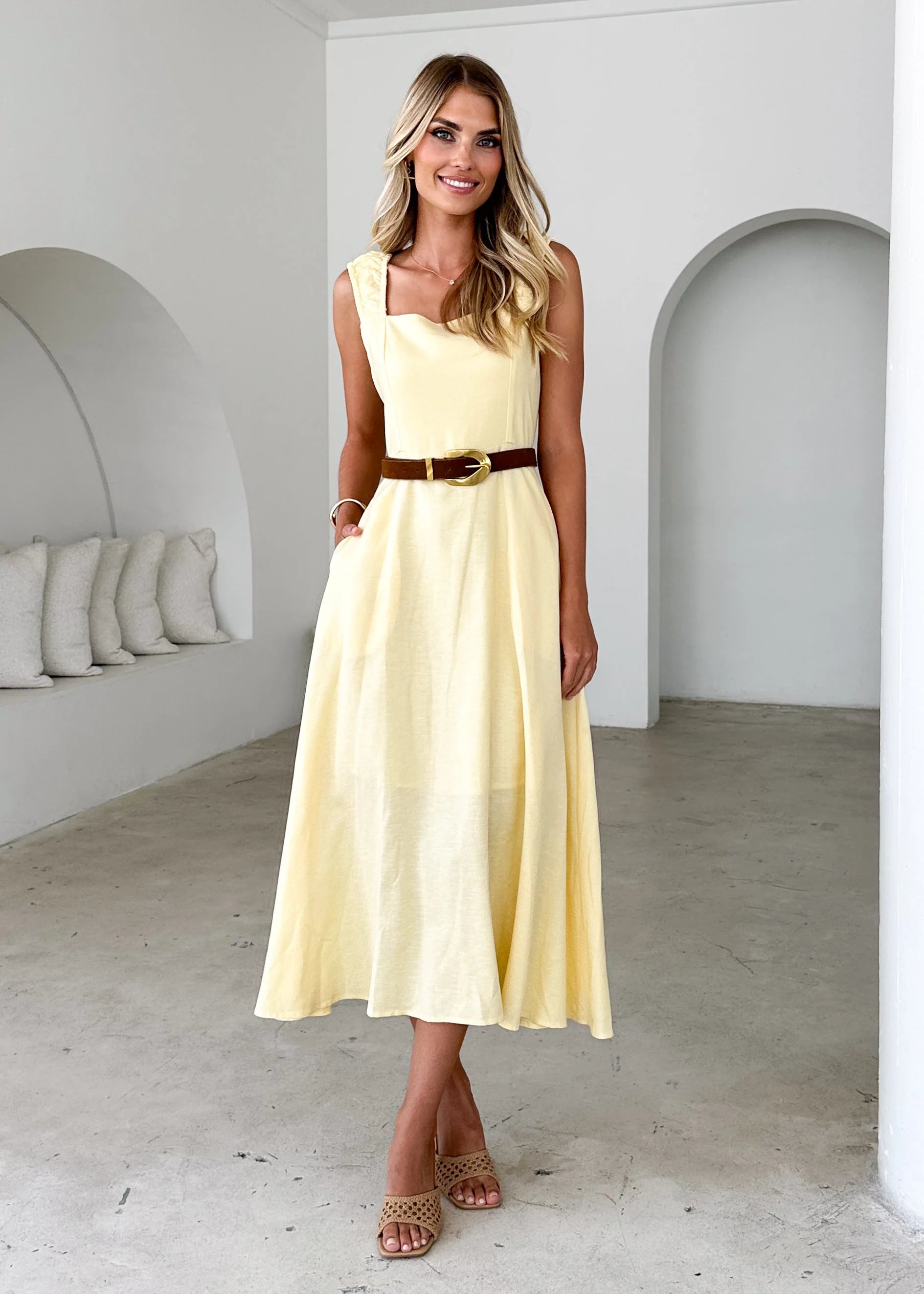 Lila Midi Dress - Lemon