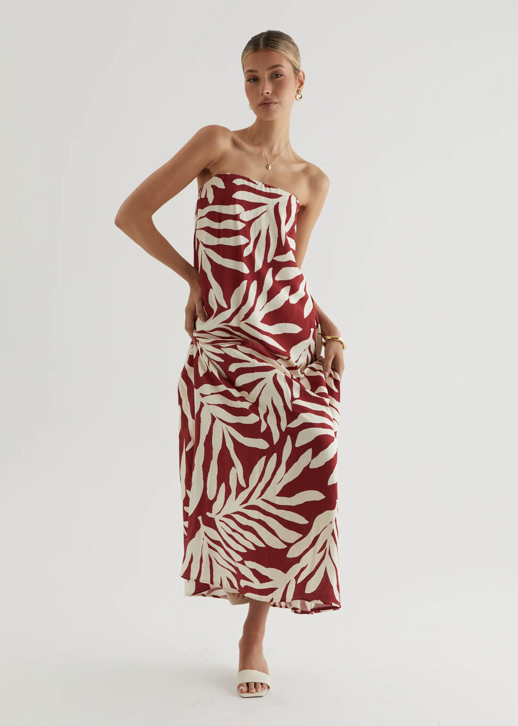 Remora Strapless Maxi Dress - Ruby Leaf