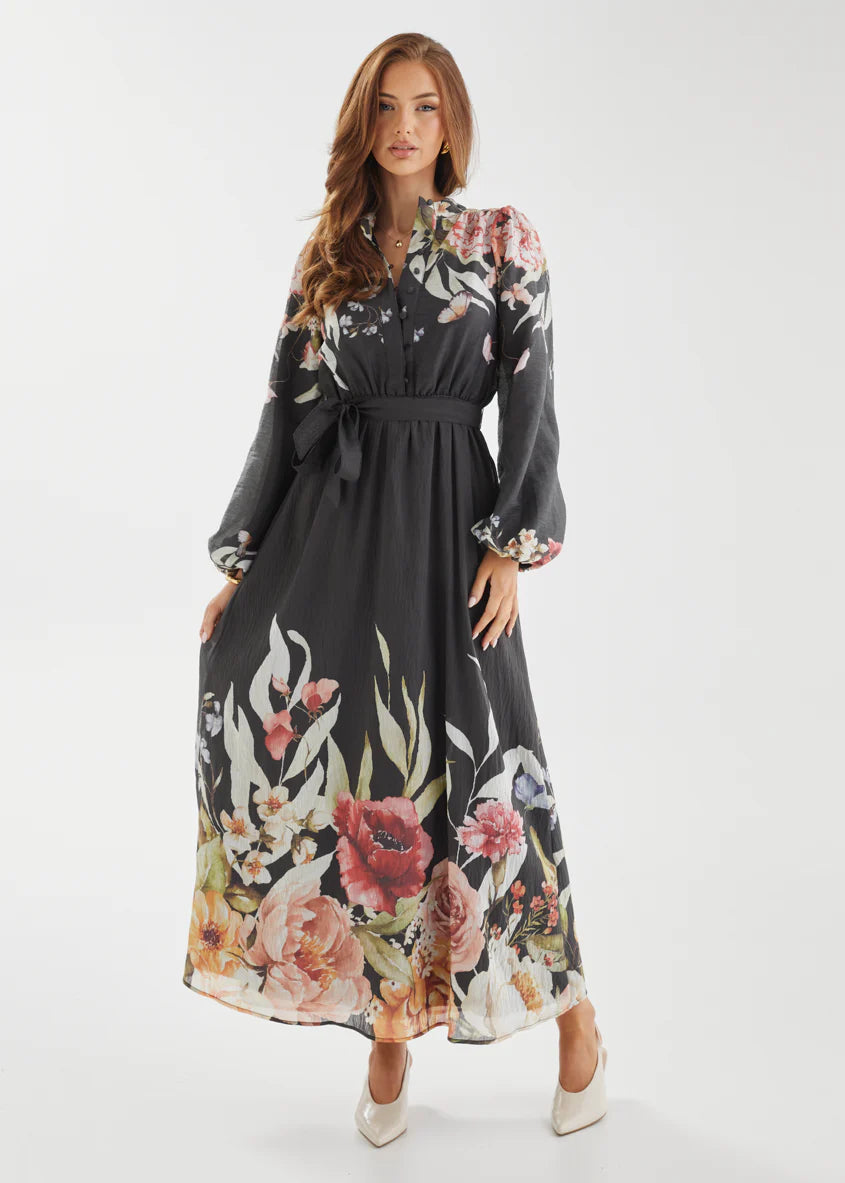 Tracie Maxi Dress - Black Garden