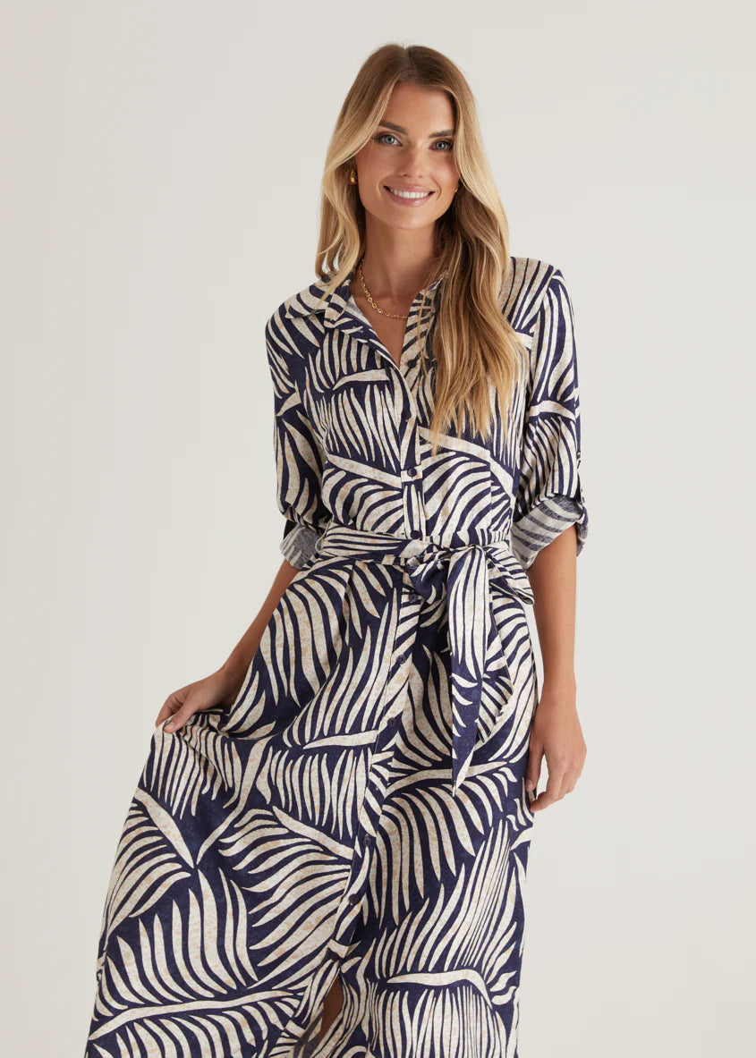 Luxe Midi Dress - Navy Fern