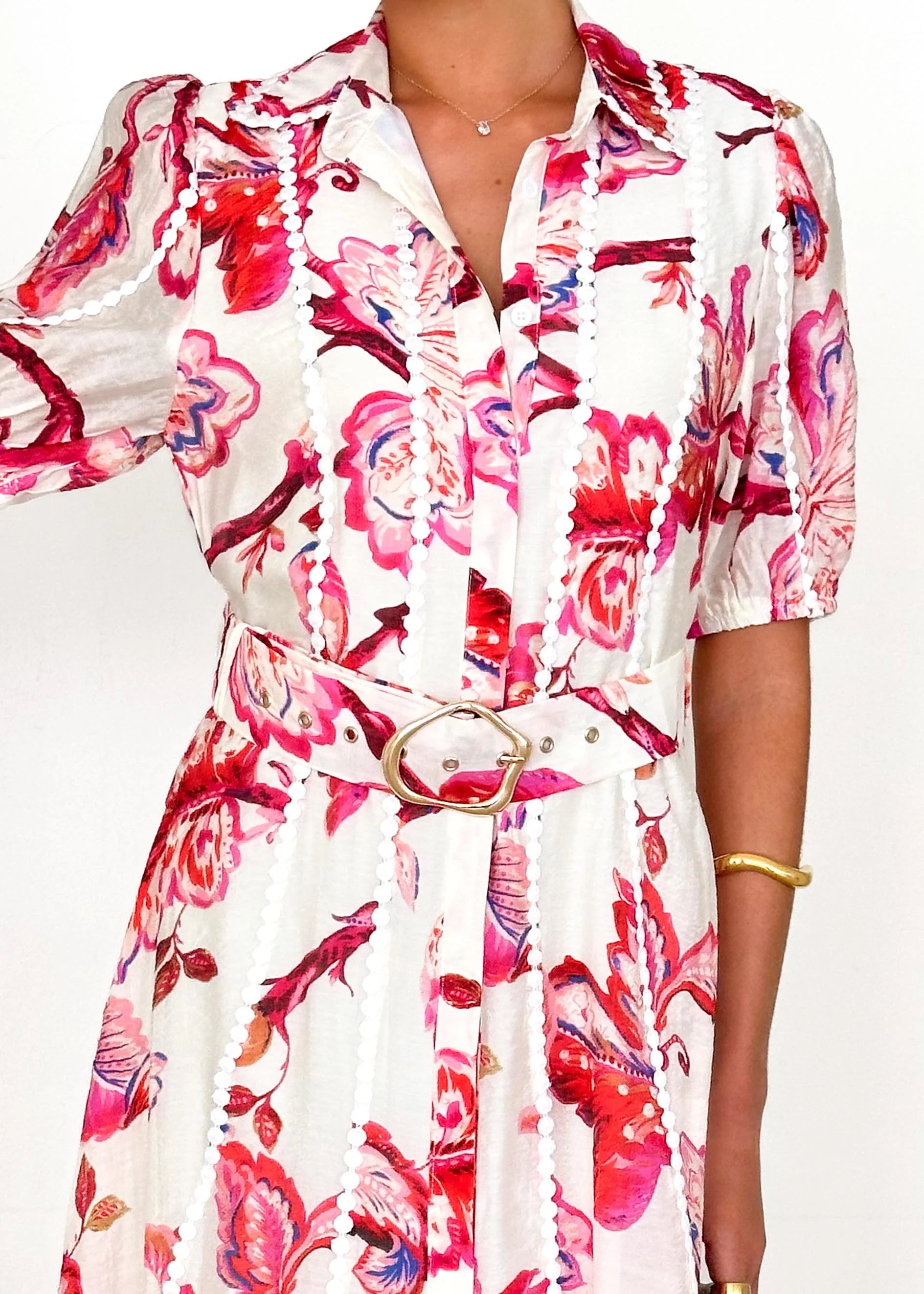 Mannia Maxi Dress - Red Floral