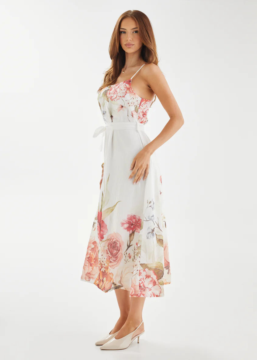 Andrea Midi Dress - White Garden