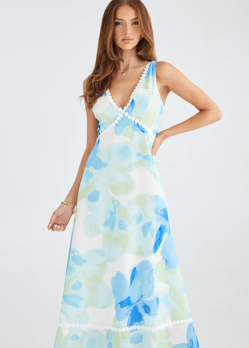 Atlas Maxi Dress - Blue Watercolour
