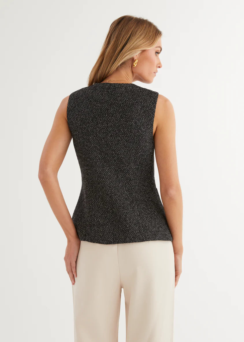 Minnie Vest Top - Black Marl