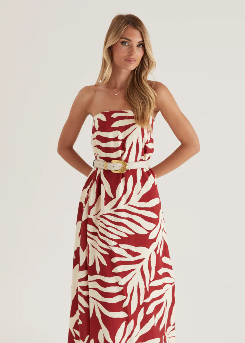 Remora Strapless Maxi Dress - Ruby Leaf