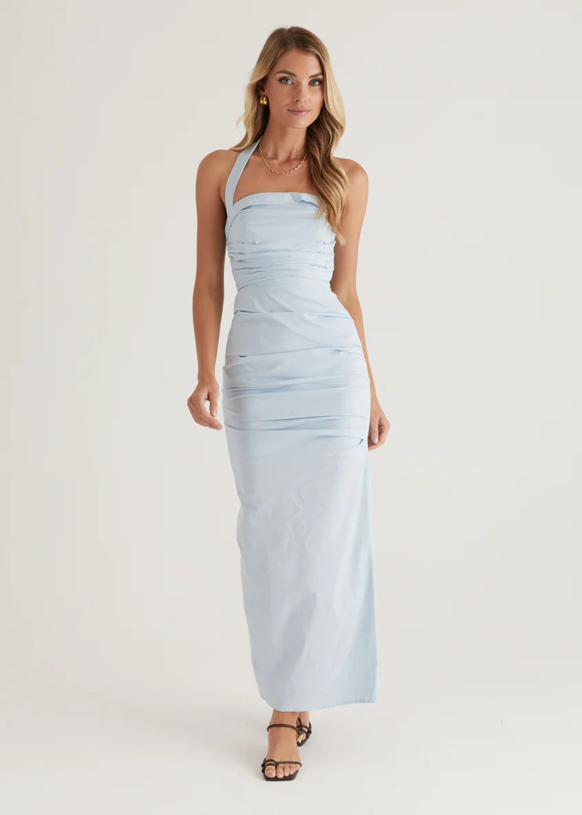 Sadie Halter Maxi Dress - Ice Blue
