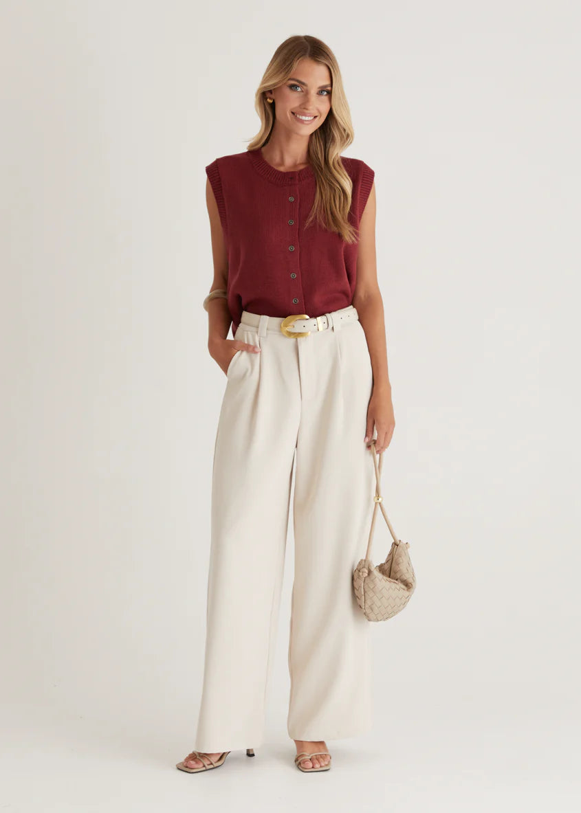 Amante Knitted Vest - Wine