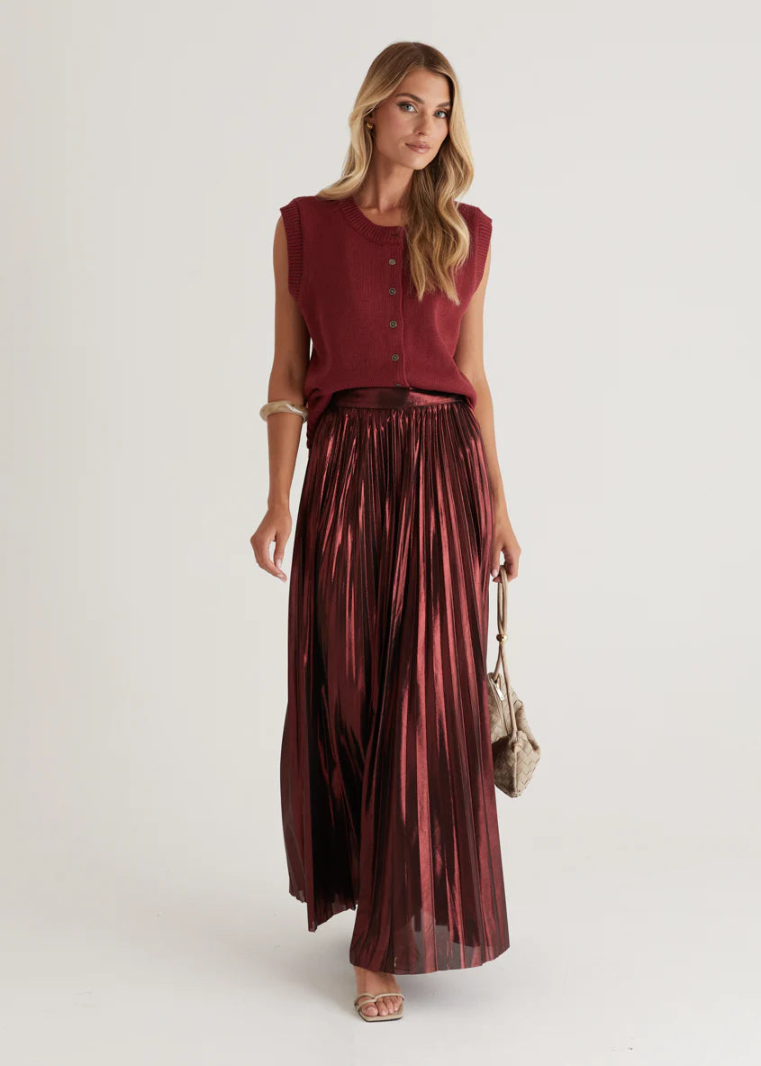 Twilight Midi Skirt - Burgundy