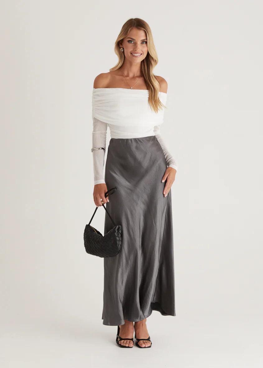 Rosalie Mid Skirt - Charcoal