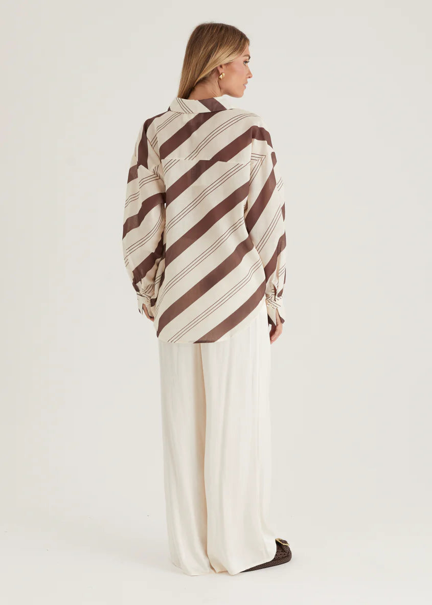 Jessa Shirt - Choc Stripe