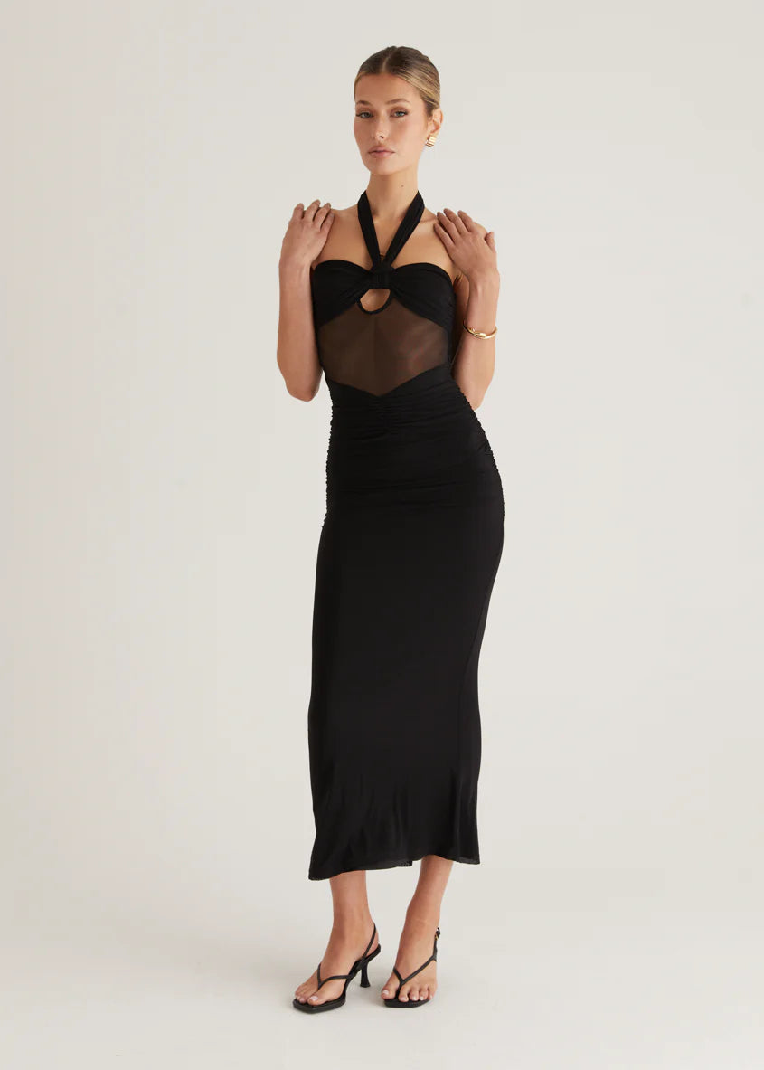 Marlo Mesh Maxi Dress - Black