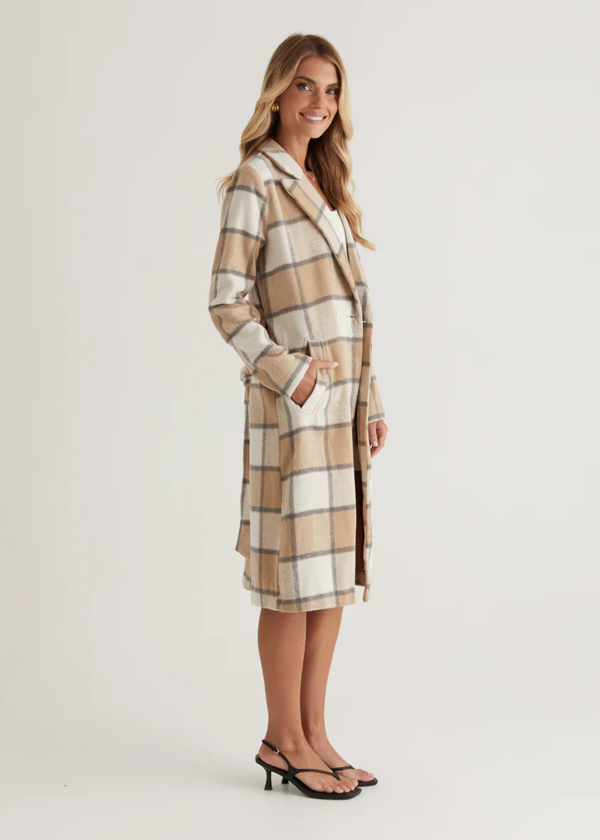 Krizzie Coat - Beige Check