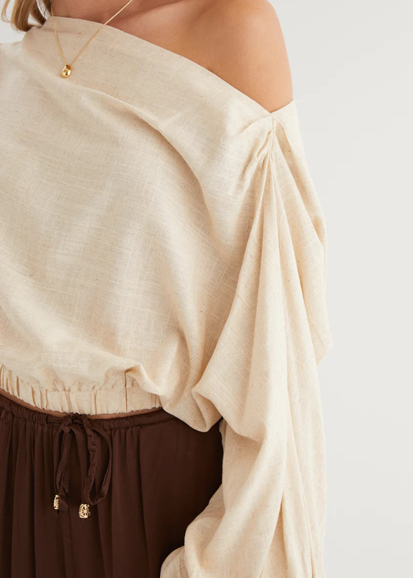 Marlowe Drop Shoulder Top - Natural