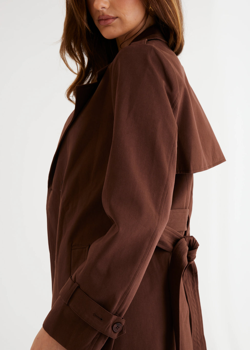 Alissa Cropped Trench Coat - Espresso