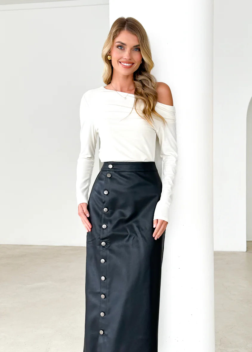 Tretra PU Maxi Skirt - Black